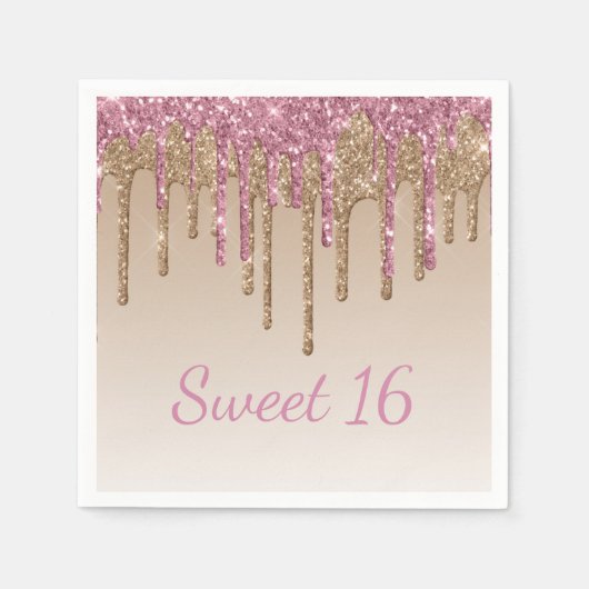 Sweet 16-glam script ombré Sparkle Servet (Voorkant)