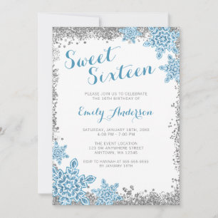 Sweet 16 Glam Winter Wonderland Silver Blue Kaart
