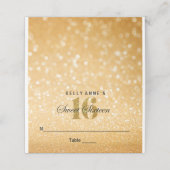 Sweet 16 Glitter Bokeh Lights Custom Place Card Plaatskaartje (Buitenkant ongevouwen)