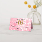 Sweet 16 Glitter Bokeh Lights Custom Place Card Plaatskaartje (Voorkant)