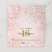 Sweet 16 Glitter Bokeh Lights Custom Place Card Plaatskaartje (Buitenkant ongevouwen)