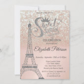 Sweet 16 Glitter Bokeh Ombre, Eiffel Tower Sweet 1 Kaart (Voorkant)