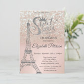 Sweet 16 Glitter Bokeh Ombre, Eiffel Tower Sweet 1 Kaart (Staand voorkant)