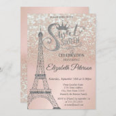Sweet 16 Glitter Bokeh Ombre, Eiffel Tower Sweet 1 Kaart (Voorkant / Achterkant)