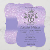Sweet 16 Glitter Bokeh Ombre, Glitter Tiara Kaart (Voorkant / Achterkant)