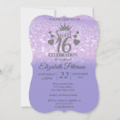 Sweet 16 Glitter Bokeh Ombre, Glitter Tiara Kaart (Voorkant)