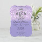 Sweet 16 Glitter Bokeh Ombre, Glitter Tiara Kaart (Staand voorkant)