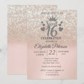 Sweet 16 Glitter Bokeh Ombre, Glitter Tiara Kaart (Voorkant / Achterkant)