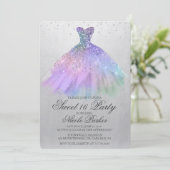 Sweet 16 Glitter Dress Diamond Uitnodiging (Staand voorkant)