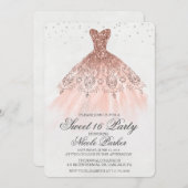 Sweet 16 Glitter Dress Diamond Uitnodiging (Voorkant / Achterkant)