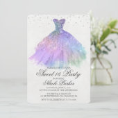 Sweet 16 Glitter Dress Diamond Uitnodiging (Staand voorkant)