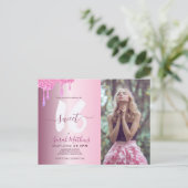 Sweet 16 Glitter drukt Blush Pink Metallic foto Briefkaart (Staand voorkant)