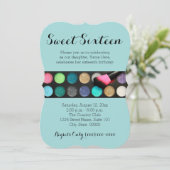 Sweet 16 Glitter Makeup-uitnodigingen Kaart (Staand voorkant)