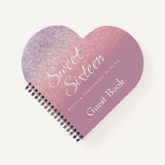 Sweet 16 Glitter Ombre Guest Heart Notitieboek (Voorkant)