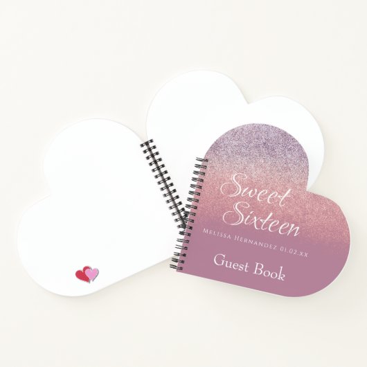 Sweet 16 Glitter Ombre Guest Heart Notitieboek (Binnen)