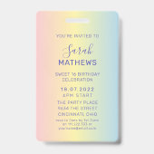 Sweet 16 Glitter Pastel Shades Verjaardag Uitnodig Badge (Back)