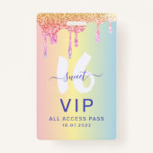 Sweet 16 Glitter Pastel Shades Verjaardag Uitnodig Badge (Voorkant)