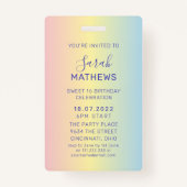 Sweet 16 Glitter Pastel Shades Verjaardag Uitnodig Badge (Achterkant)