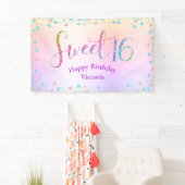 Sweet 16 Glitter Rainbow Ombre Confetti Birthday Spandoek (Insitu)