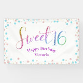 Sweet 16 Glitter Regenboog Confetti Spandoek (Horizontaal)