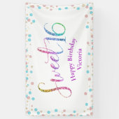 Sweet 16 Glitter Regenboog Confetti Spandoek (Verticaal)