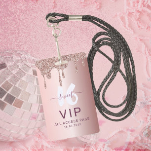 Sweet 16 Glitter Roos Gouden Verjaardagsuitnodigin Badge