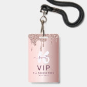 Sweet 16 Glitter Roos Gouden Verjaardagsuitnodigin Badge (Front with Lanyard)