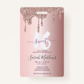 Sweet 16 Glitter Roos Gouden Verjaardagsuitnodigin Badge (Achterkant)