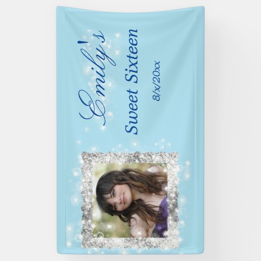 Sweet 16, Glitter, Sparkle, Custom Spandoek (Verticaal)