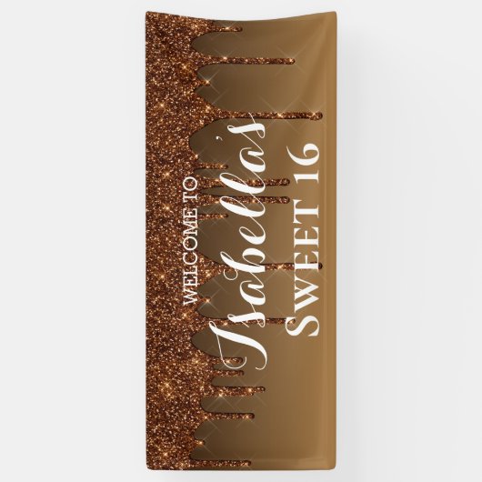 Sweet 16 | Glitter voor gouddruppels Spandoek (Verticaal)