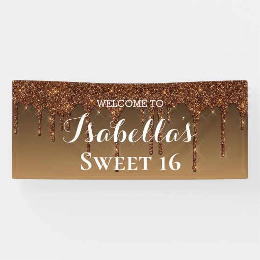 Sweet 16 | Glitter voor gouddruppels Spandoek (Horizontaal)