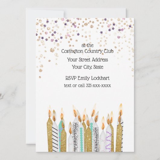 Sweet 16 Glitterkake en kaarsen (Achterkant)