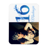 Sweet 16 | Glitzy Blue Glam Typografie en Foto Magneet (Verticaal)