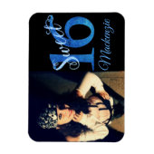 Sweet 16 | Glitzy Blue Glam Typografie en Foto Magneet (Verticaal)