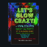 Sweet 16 Glow Party Birthday Invitation Kaart<br><div class="desc">Sweet 16 Glow Party Verjaardag Tiener Dans Party Neon Uitnodiging</div>