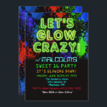 Sweet 16 Glow Party Birthday Invitation Kaart<br><div class="desc">Sweet 16 Glow Party Verjaardag Tiener Dans Party Neon Uitnodiging</div>