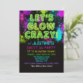 Sweet 16 Glow Party Birthday Invitation Kaart (Staand voorkant)