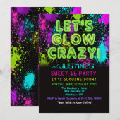 Sweet 16 Glow Party Birthday Invitation Kaart (Voorkant / Achterkant)