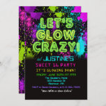 Sweet 16 Glow Party Birthday Invitation Kaart<br><div class="desc">Glow Party Dance Party Glow in the Dark Sweet 16 Birthday Invitation</div>