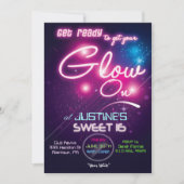 Sweet 16 Glow Party jaren tachtig 80 uitnodiging (Voorkant)
