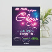 Sweet 16 Glow Party jaren tachtig 80 uitnodiging (Staand voorkant)