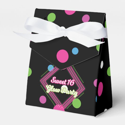 Sweet 16 Glow Party Snoep Favor Box Bedankdoosjes (Voorkant Zijde)