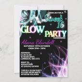 Sweet 16 Glow party uitnodigingen (Voorkant)
