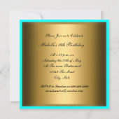 Sweet 16 Gold Blauwgroen Elegant Invitation Kaart (Achterkant)