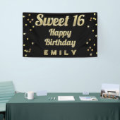 Sweet 16 Gold Bling Typography Confetti Black Spandoek (Beurs)