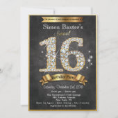 Sweet 16 Gold Diamond Verjaardag uitnodiging (Voorkant)