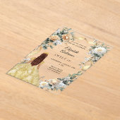 Sweet 16 gold dress yellow florals clear acryl uitnodigingen (Laagn)