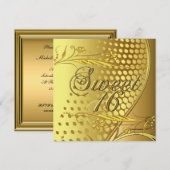 Sweet 16 Gold Elegant Invitation Kaart (Voorkant / Achterkant)