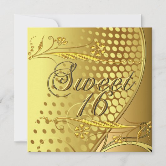 Sweet 16 Gold Elegant Invitation Kaart (Voorkant)