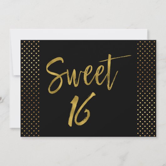 Sweet 16 Gold Foil Verjaardag Uitnodiging (Voorkant)